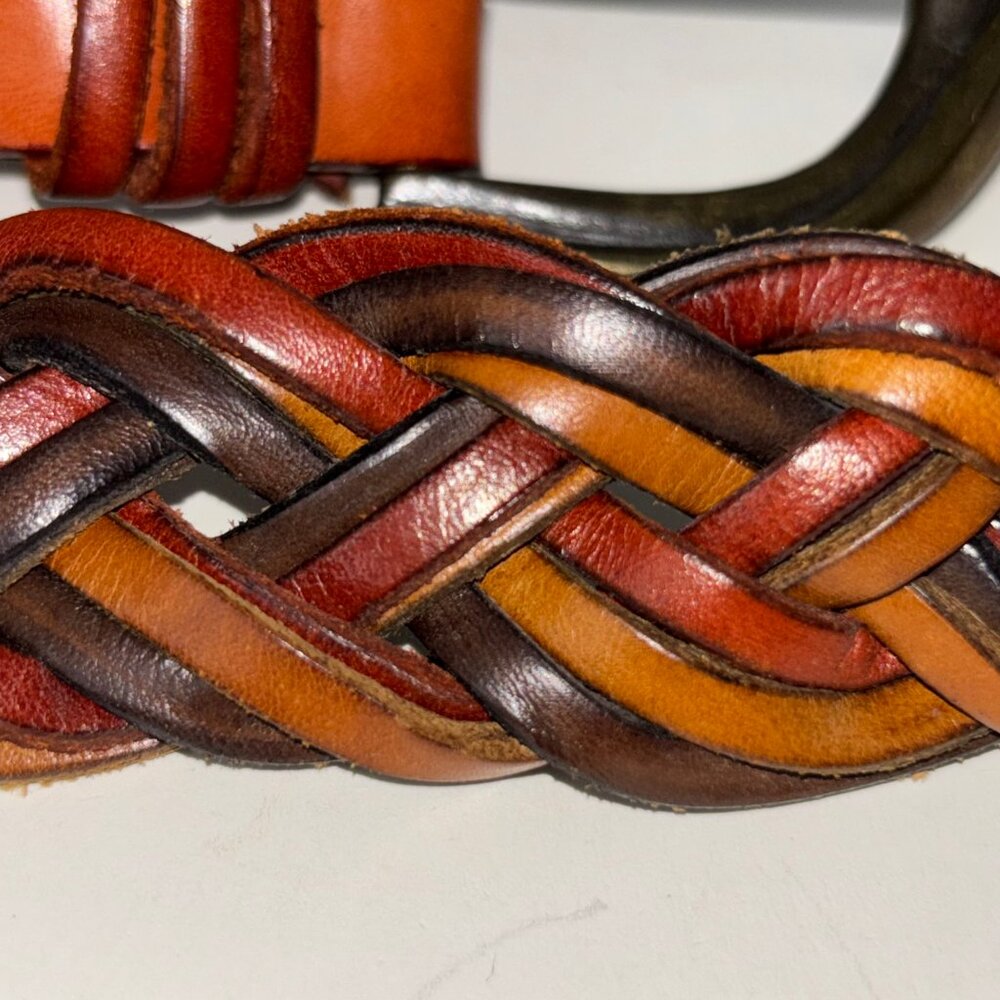 Vintage Braided Multicolor Women's Leather Belt Size S Made in Italy Hippie Boho - Picture 5 of 12